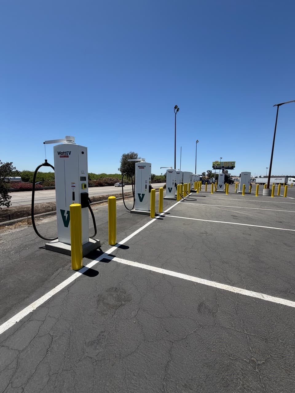 WattEV heavy-duty electric truck charging depot in Fresno, California